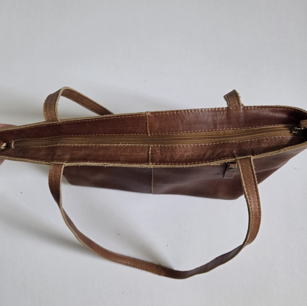 VTG Hobo international Leather Shoulder Bag Cognac Honey Brown med 15x9 - Picture 6 of 10